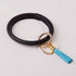Rainbery Multiful Tassel Keychain Enamel PU Leather O Key Chain Monogram Circle Wristlet Keychain For Women Girls - menochic